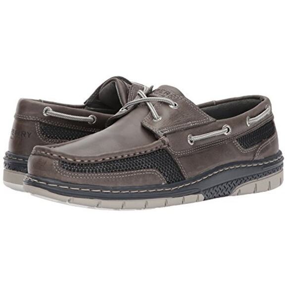 Sperry Men's 9.5M Grey Leather Tarpon Ultralite Boat Shoes Loafers Slip On LB1-3 - Picture 1 of 8